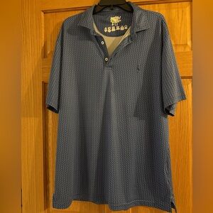 TailorByrd golf polo men’s XXL navy blue SPF 30 fabric patterned golf shirt